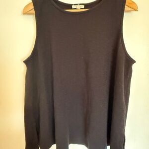 Eileen Fisher Organic Cotton Tank Top Size L Black Minimalist